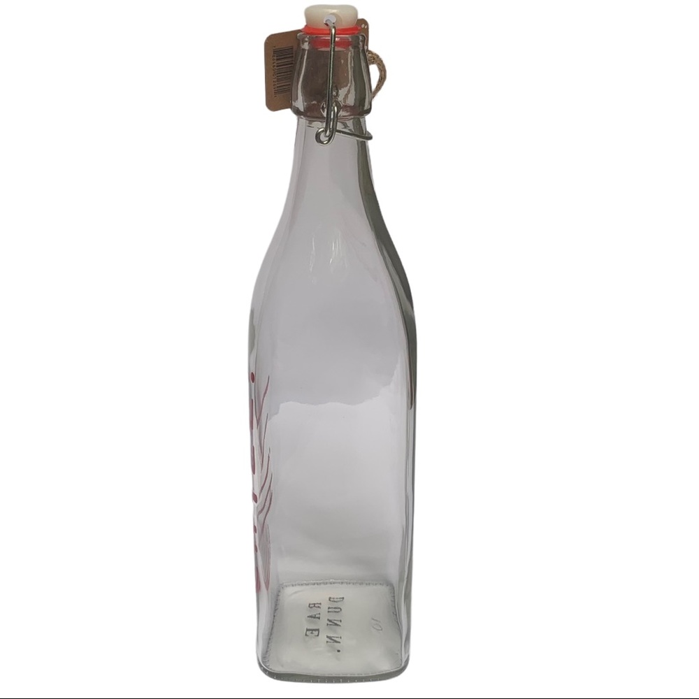 Rae Dunn CHILL Clear Glass Bottle Bail & Trigger Closure Red Letters NWT 2017 - Picture 4 of 12